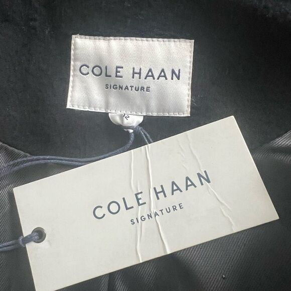 Cole Haan Signature Wool Blend Wide Collar Belted Coat Black US 12 NEW MSRP $400 - Picture 9 of 10